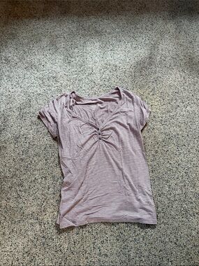 American Eagle Outfitters Mauve Stripe Soft & Sexy Short-Sleeve V-Neck Cami Top